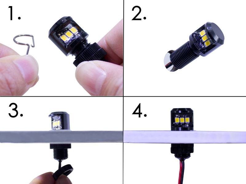 Mounting hole for side view LED Bolt