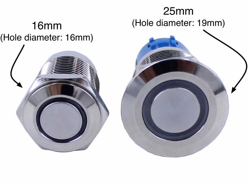 Red Alpinetech 16mm 5/8 Anti-Vandal O-Ring LED 2.8V/1.8V Momentary Stainless Steel Metal Push Button Switch Dome Top Shallow Depth 