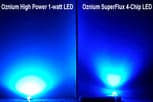 High Power 1 Watt LED Oznium High Power 1-watt Blue LED v. Oznium Superflux 4-chip Blue LED