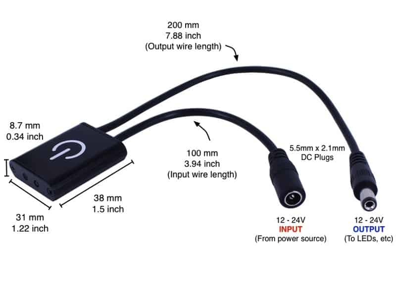 IR LED Controller Wiring dimensions