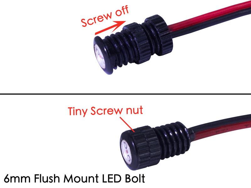Tiny screw nut on 6mm LED Bolts