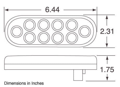 Dimensions of LED Brake Light