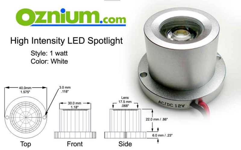 Spotlight LED 1 Watt receipt Square Mini Spot Light Fixture 6500 3000 4000 K Silver 
